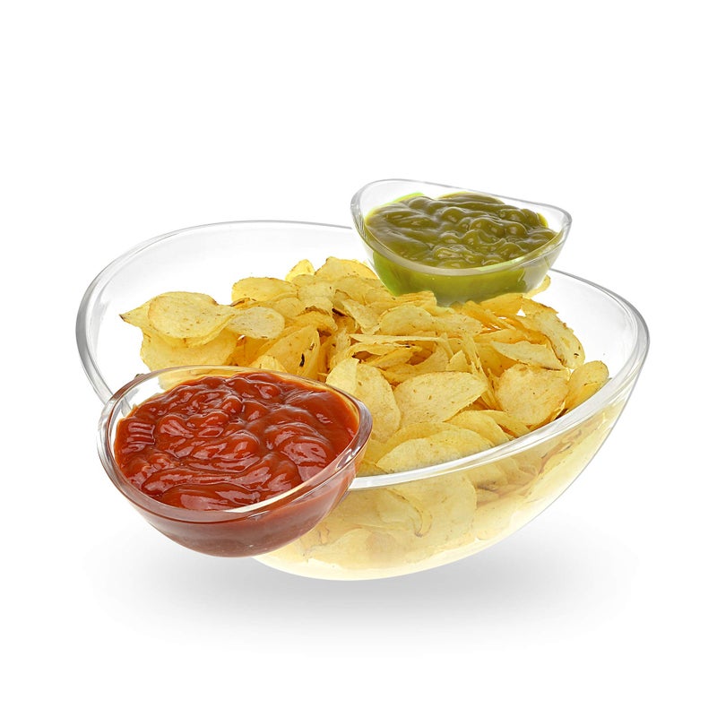 Roe & Moe Chip and Dip Acrylic Bowl Set (3L main bowl, 180ml dipping bowls) - Image 1